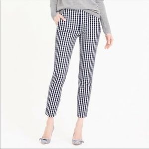 J Crew Martie Pants in Navy/Cream Gingham